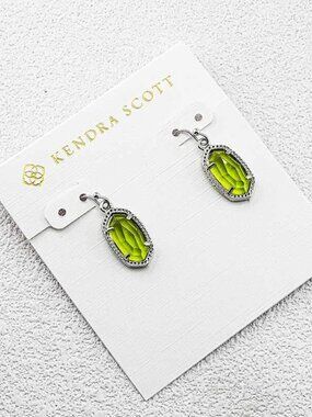 Kendra Scott Army Green Glass Earrings